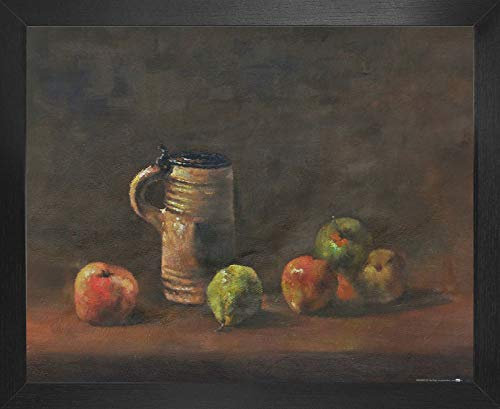 1art1 Vincent Van Gogh Affiche Reproduction et Cadre (MDF) - Nature Morte avec Cruche De Bière Et Fruits, 1881 (50 x 40cm)