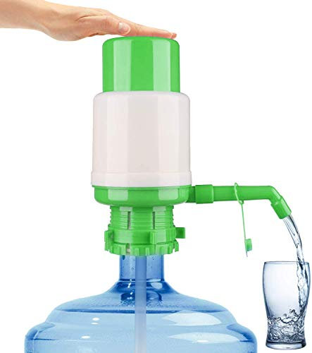 ONE250 Bomba manual de botella de agua, bomba de agua fácil de beber, dispensador de prensa manual fácil y portátil para enfriadores de botellas universales de 2 a 6 galones (blanco/verde)