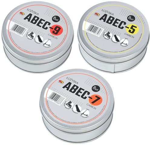 SMJ Sport Kugellager Bearings | Set 8 Stück | Zur Auswahl ABEC-5 / ABEC-7 / ABEC-9 | Standard 608ZZ Typ | Ideal für Inliner, Skateboard, Scooter, Roller, Rollschuhe (ABEC-7)