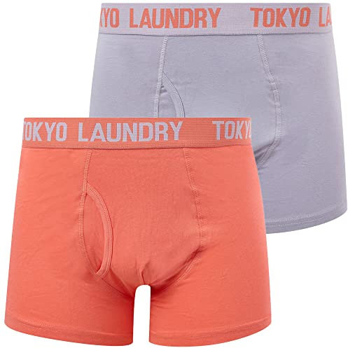 Tokyo Laundry Men's Snowden (2 Pack) Boxer Shorts Set - Wisteria Lilac/Dubarry Coral - S