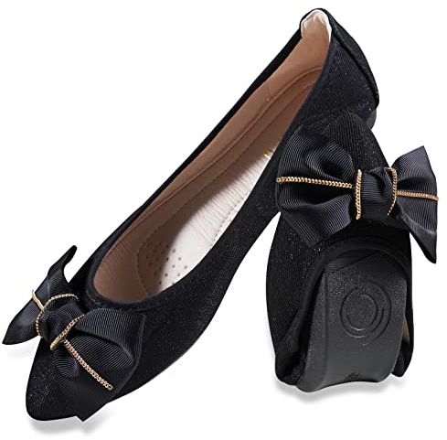MACHSWON Womens Ballet Flats Sparkly Comfortable Casual Pointed Toe Bow-Knot Slip on Wedding Ballerina Dressy Flats Shoes Women