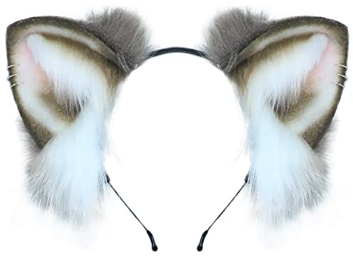 Dodheah Katzenohren Haarreif Fuchs Wolf ohren Stirnband Hundeohren Haarband Weihnachts Geweih Haarschmuck Halloween Cosplay