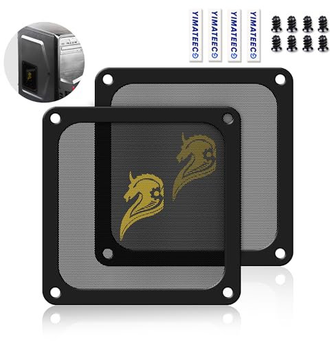 YIMATEECO PC Filtre Poussière 120mm Magnétique Filtre Ventilateur en Maille Grille de Protection pour Boîtier d'Ordinateur Dissipateur Refroidisseur (PVC Hidalgo, 120 * 120mm, 2 Pièces, Noir)