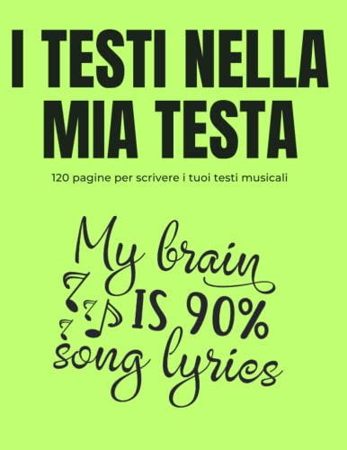 I testi nella mia testa - Quaderno per scrivere Testi Musicali per Cantautori: 120 Pagine - L'alleato perfetto per la tua creatività musicale