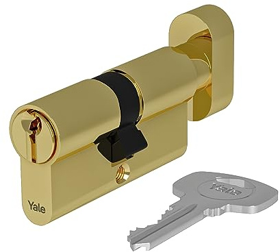 Yale 500-Serie Plus Euro-Profilzylinder – Drehknauf – 35/35 - CK – Messing Poliert – Blistermenge 1