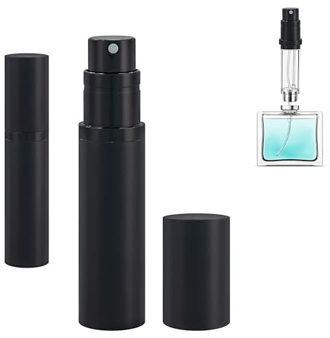 Qavhun Refillable Perfume Atomiser Travel Bottle 1-Pack 5ml Leakproof Luxury Travel Perfume Refillable Bottle, Portable Fragrance Atomiser (Black - 1)