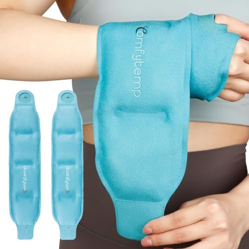 Comfytemp 2PCS Wrist Ice Pack Wrap, Gel Pack for Carpal Tunnel Relief, Reusable Hot/Cold Pack for Sports Injuries, Compress Therapy Brace for Tendon Discomfort, Joint Stiff & Pain Relief