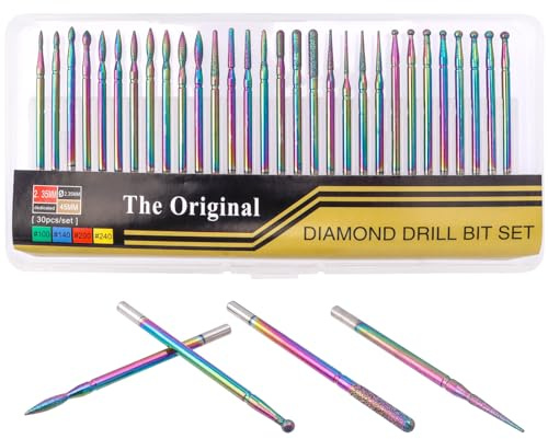 Mesee 30 Pieces Nail Drill Bits Set, Tungsten Carbide Electric Nail Files Colored Titanium Coated Drill Bit Burrs for Acrylic Gel Manicure Pedicure Nails Polish Cuticle Removal