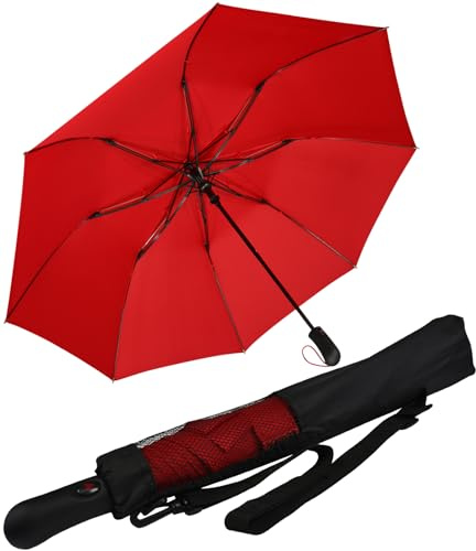 iX-brella Paraguas de golf de bolsillo XXL de 124 cm de fibra de vidrio con automático, rojo oscuro, 124 cm