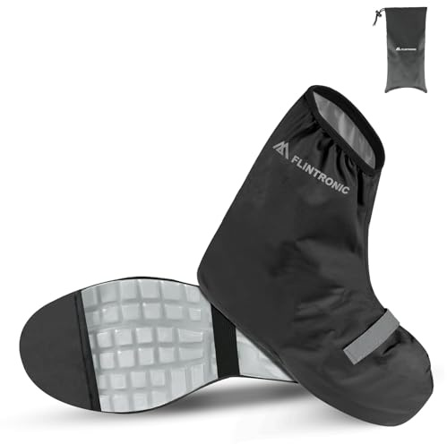 flintronic Copriscarpe da Ciclismo Impermeabili, Copriscarpe da Bicicletta Unisex, Copriscarpe Regolabili con Parapioggia con Catarifrangenti per Ciclismo, XL