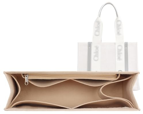 Lckaey Tragetasche für Geldbörse, Handtaschen-Organizer in Beuteleinsatz, Filzgeldbörse, Y066Khaki-M