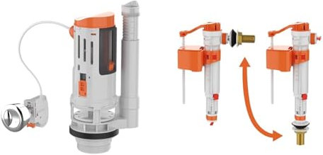 Ibergrif M20522, Mécanisme Universel WC comprenant 2 Boutons de Chasse d'Eau & M20521, Flotteur Chasse d'eau WC Universelle - Mecanisme Chasse d'eau WC, Entrée d'eau par le Bas/Côté