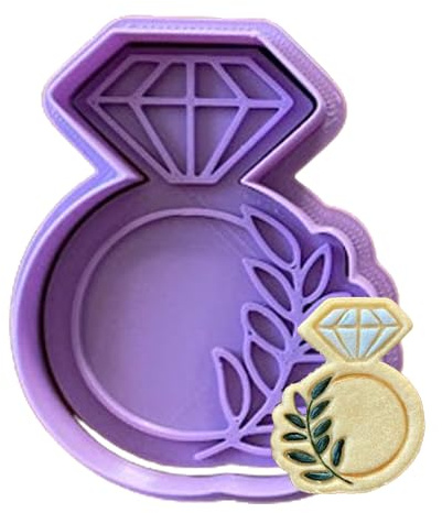 Tagliabiscotti.it - Cookies Cutter Anello con Diamante - Matrimonio - Fidanzamento - Cookies Cutter - Formina per Biscotti e PDZ - Stampo + Cutter - 7cm x 5,5cm