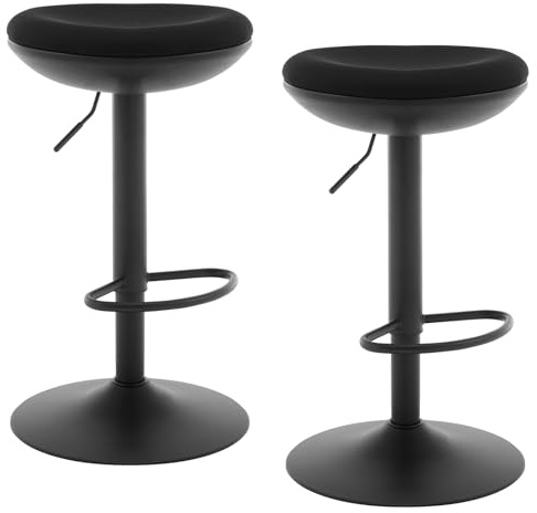WOLTU Barhocker 2er Set, Hocker höhenverstellbar drehbar, Barstuhl Tresenhocker Bistrohocker, Drehhocker mit Fußstütze Metallgestell, für Bar Kücheninsel, Netzgewebe, Schwarz, BH414sz-2