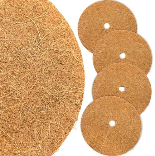 Akuoly Coconut Fiber Mulching Discs 30cm Winter Plant Protection Cover Coconut Fiber Mats against Cold Frost, 4PCS