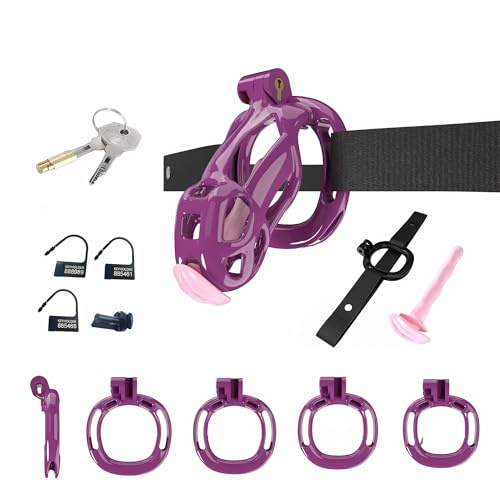 EVANEM Il Dispositivo di bloccaggio della Gabbia da Uomo Viola può Essere Combinato con la Cintura di Assistenza per l'esercizio Fisico