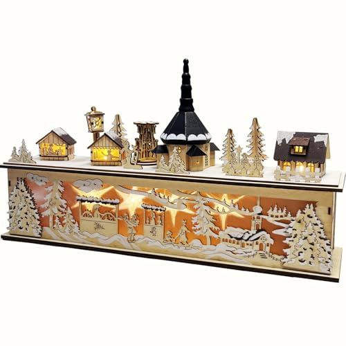AidSci Décoration de Noël en Bois LED, Arc Lumineux avec Paysage Hivernal, Largeur 45 cm