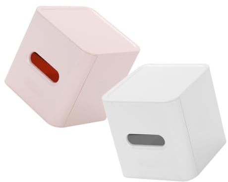 BUGUUYO 2 Stück-Pack Quadratische Taschentuchbox aus Kunststoff Leicht und Modern für Badezimmer und Büro Praktische Aufbewahrung für Taschentuchrollen