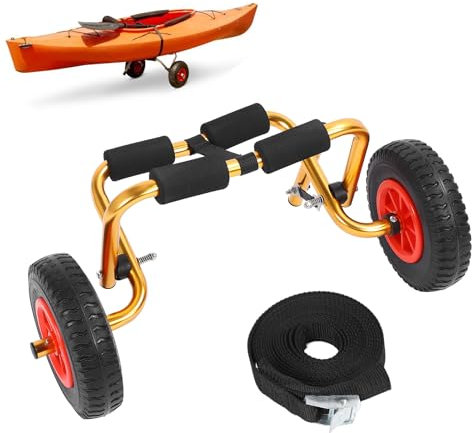 aqxreight Chariot de Transport de canoë 10 Pouces, Réglable et Pliable, en Aluminium, Universel, adapté aux Petits Bateaux de Kayak