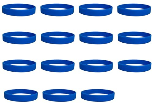 15PCS Blue Silicone Wristbands,Silicone Bracelets Stretch,Sports Rubber Bracelets for Events,Party,Adults,Sports Outdoor Team,202 * 12 * 2mm