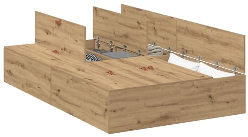 vidaXL Bettgestell Artisan-Eiche 120 x 190 cm Holzwerkstoff, Geräumiges Bett, modernes Gestell, Funktionelles Design, ordentlicher Raum, stylische Möbel, platzsparende Lösung