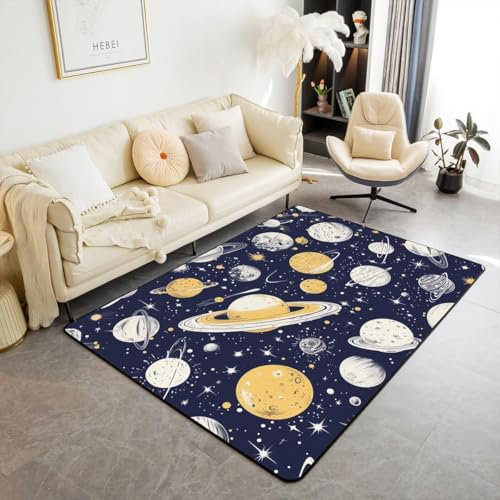 Kinderteppich 3D Wohnzimmerteppich rutschfest Weltraum-Universum-Landschaft Teppiche Jungen Und Mädchen Spielteppich Kinderzimmer Teppich 120 X 160 cm - Leicht Zu Reinigen -49615270283