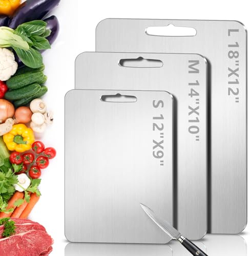 Titanium Cutting Board for Kitchen - 100% Pure Titanium Cutting Boards Non Toxic - 2025 New Upgrade Double Sided Metal Chopping Boards for Meat, Vegetables, Fruits, Dishwasher Safe (12 x 9, 1-Pack)
