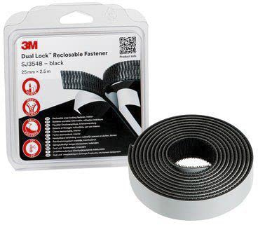 3M SJ3540 Dual Lock™ Klettverschluss Klettband, 25mm x 2.5m, Schwarz