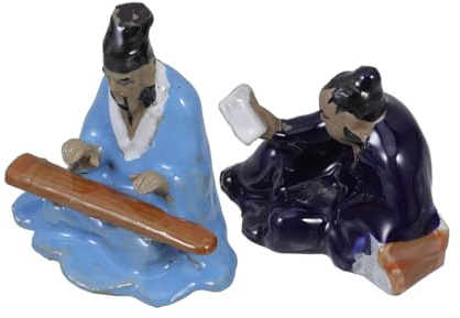 Veemoon Bonsai Figuren Set 2 Stücke – Japanische Dekofiguren Für Garten - Blumentopf Und Feengarten – Keramik Samurai Und Menschen Ornamente Für Kreative Miniatur Landschaften