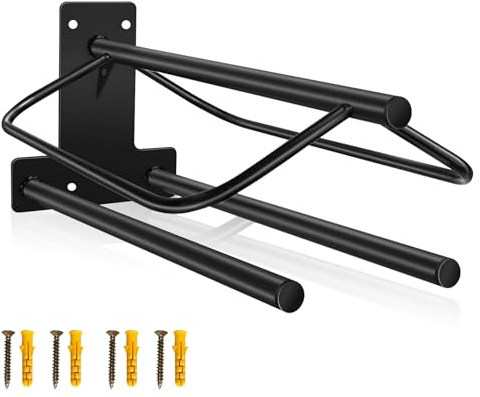 Fsehyue 23.8 L x12.6 W x10.2 H Saddle Rack with Double Pad Bar Heavy Duty Wall Mounted Saddle Rack Suitable for English and Western Saddles Horse Stall Barn Trailer Tack Room Black