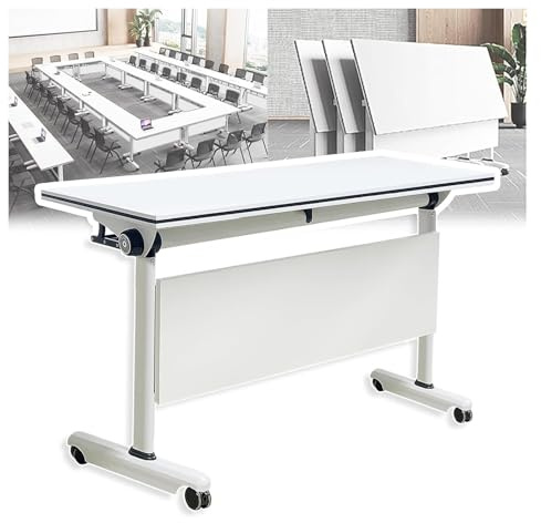 DMBBSAPBSH Besprechungstisch klappbar, Tragbarer rollender Konferenz-Schulungstisch mit leisen Rädern for den Schulungsraum im Büro(1pcswhite,47x20x30in)