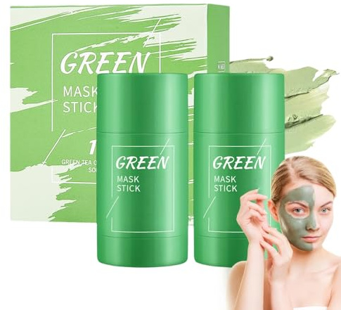 2PCS Green Tea Mask Stick,Green Tea Deep Cleanse Mask Stick,Cleansing Purifying Clay Mask,Moisturizing,Oil Control,Deep Clean Pore,Face Moisturizing,for All Kind Skin Type Women Men,Clay Face Mask