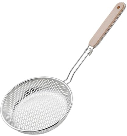 ZUNOXAZ Passoire Inox à Long Manche Ergonomique pour Égouttoir Pâtes et Filtration Huile Poignée Antidérapante avec Suspendu Résistant à Usure pour Cuisine Facile et Propre