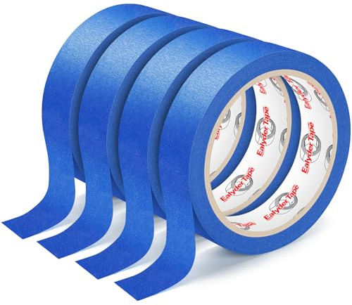 Ealyder Tape 4 Rolls Blue Painters Tape, 24mm x 20m Premium Masking Tape, Paint Tape for Multi-Purpose, Painting, DIY Crafts Protects Surfaces, Easy Removal, Total 80m