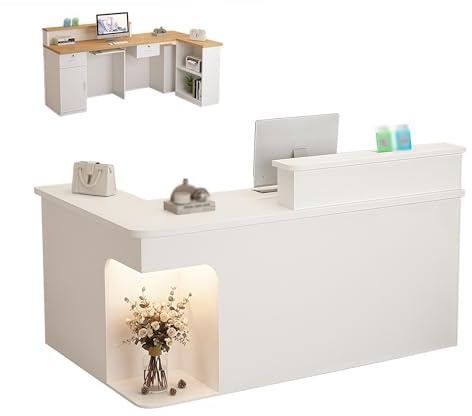 JQslycdmv Empfangstresen Aus Holz, Büroschreibtisch, Aktenschrank Mit Abschließbaren Schubladen, Geeignet Für Bildungseinrichtungen, Krankenhäuser(A-Right,180x55x90cm)