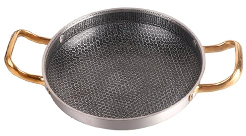 Edelstahl-Antihaft-Reistopf mit zwei Griffen, Hummerteller, antihaftbeschichtete Paella-Pfanne, Bratpfannen und Bratpfannen, geeignet für Camping-Grillplatte, Paella-Pfanne, spanische Paella-Pfanne, 2