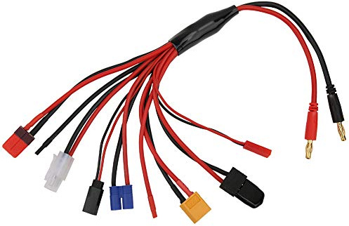 Banana Connector Adapter 8 in 1 Multi Function Charger Adapter for RC Chargers RC Batteries Silicone Wire 4.0mm Banana Plug 150MM Length Black Red
