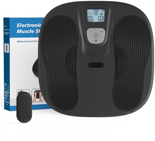 Elektrisches Fußmassagegerät, Medic Fussmassagegerät mit Fernbedienung, Foot Massager mit 10 Modi & 20 Intensitätsstufen, Fußmassage zur Linderung von Unannehmlichkeiten in Beinen und Füßen (schwarz)