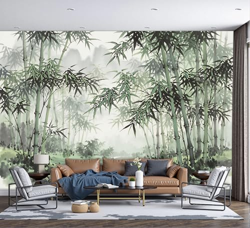 Papel Pintado Pared 3D Papel Tapiz 200x140cm Bosque De Bambú Arroyo Montaña Fotomurales TV Fondo Pared Dormitorio Murales Papels Tapiz Arte De La Pintura Con Tinta, Verde