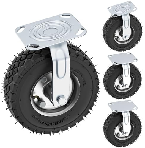 Ruedas para cargas pesadas de 200mm, ruedas para muebles con capacidad de carga de hasta 200kg por 4 unidades, ruedas de goma inflables con giro de 360°, extra estables y silenciosas, ruedas