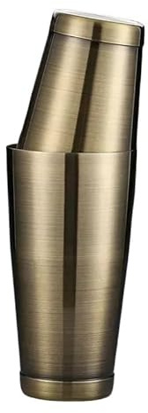 Premium Cocktail Shaker viktade skakburkar, guldpläterad/koppar, svart spegelfinish, barredskap (anti-brons)