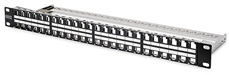 DIGITUS Patch Panel Modular - 48 Puertos 1U - 19 Rack - Para Módulos Keystone RJ45 - Apantallado - Negro