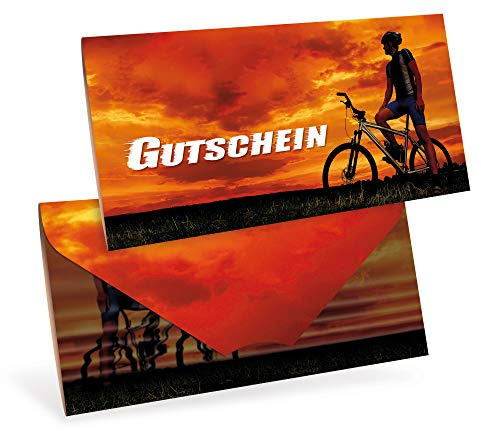 10 Premium-Gutscheinkarten DIN lang verschließbare Faltkarte für Fahrradladen, Outdoor Sport, Ausflüge