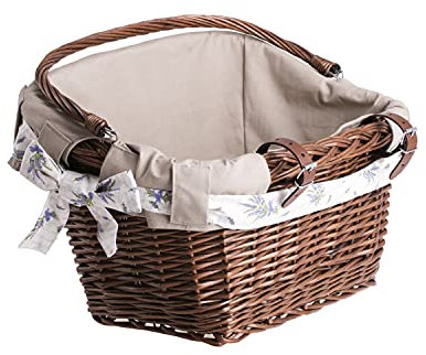 e-wicker24 Weiden Fahrradkorb Groß Korb geflochten für Fahrrad Gepäckträger Lenkermontage Retro Fahrradkorb aus Weide für Lenker Vintage Stil Weidentransporter Einkaufskorb Weide Dunkelbraun 1