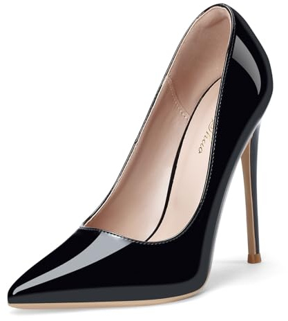 GENSHUO - Scarpe décolleté da Donna, con Tacco Alto a Spillo, Stile Sexy, Slip on, da Festa,Nero,37 EU(7 US)