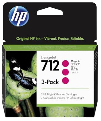 HP 712 Magenta, Original Druckerpatronen 3er-Pack | Tinte für DesignJet T650, 29 ml (3ED78A)