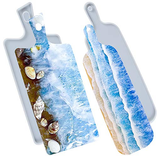 Molde de resina epoxi para tabla de queso con asas de paleta de 13 pulgadas