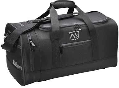 Wilson Borsa Sportiva, Borsone W/S, 4 Scomparti per Riporre l'Attrezzatura nella Borsa da Viaggio, Per Accessori da Golf per Uomo e Donna, Nero