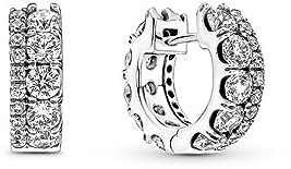 PANDORA Doppelband Pavé Ohrringe in Sterling-Silber mit Zirkonia, Maße: 14,5mm x 13,1mm x 4,8mm, 290058C01