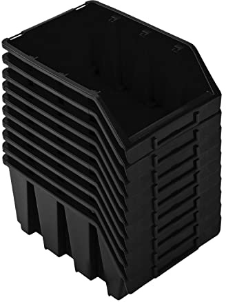 Staplingsbara lådor – 10 st. stapelbara lådor för verktygsvägg 243 x 125 x 175 mm – visningslåda stapellåda, svart